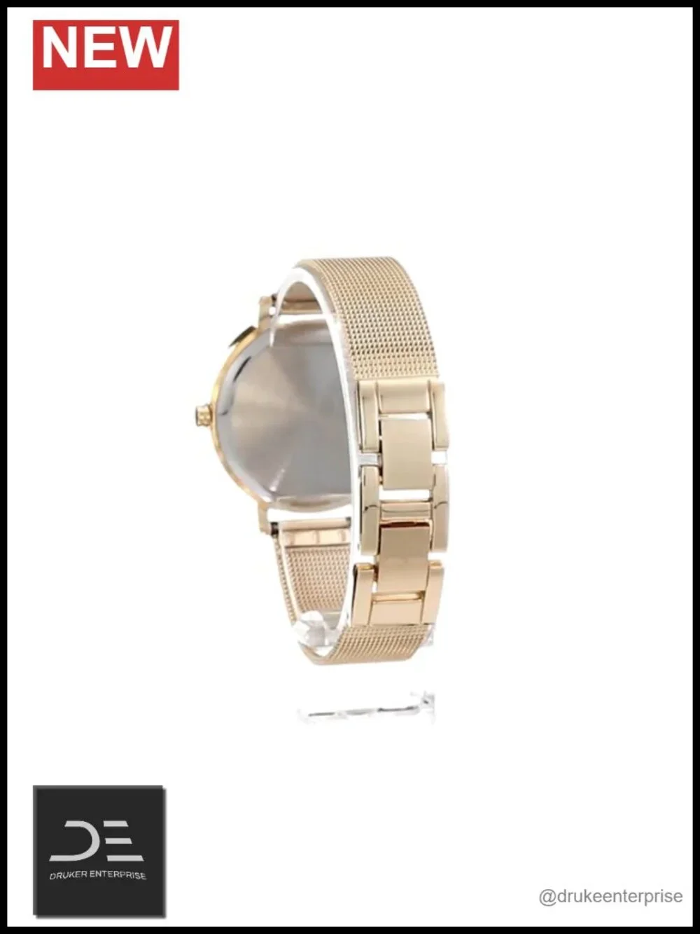 34mm Gold-Tone Stainless Steel Mesh Bracelet Watch with Japanese Quartz Movement